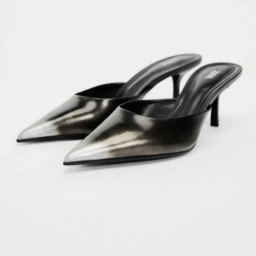 ZARA DISTRESSED EFFECT HEELED MULE